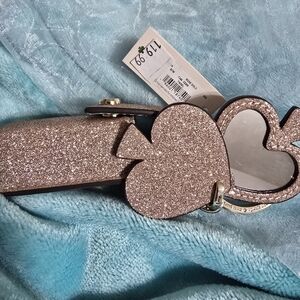 Kate Spade Lipstick Holder Mirror Glitter Keychain NWT 💝